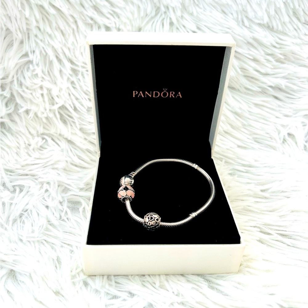 Pandora Silver Bracelet with Pink Charms